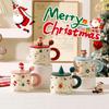 Creative Christmas Ceramic Mug with Lid & Spoon - Perfect for Coffee or Breakfast At Desk