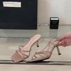 Fairy style~ new gold high heels female French Roman sandals year-round hollow with skirt high heels sandals