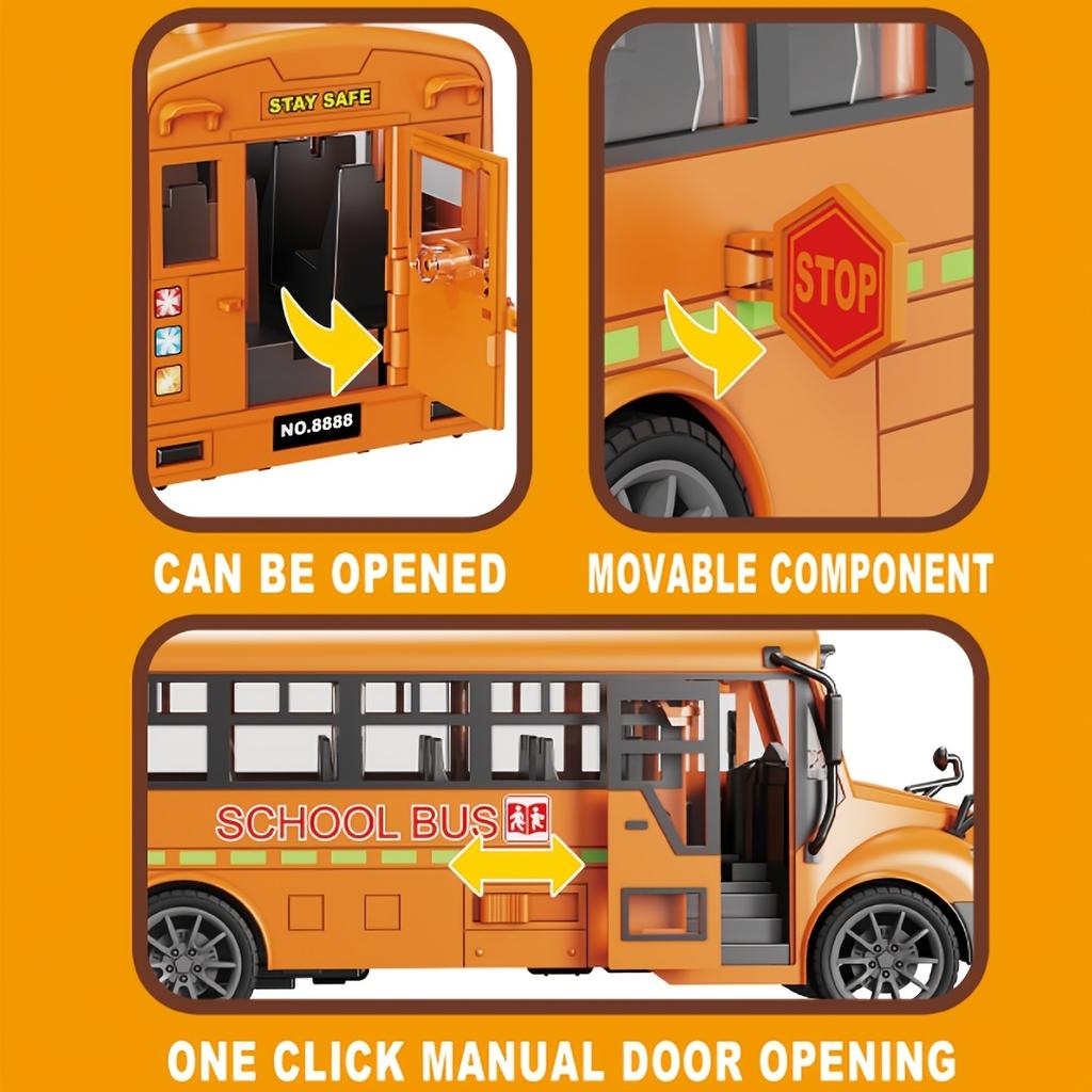 Kids Simulation Large School Bus Inertial Toys Lighting Car Model Interactive Educational Toys for Kids Birthday Christmas Gift