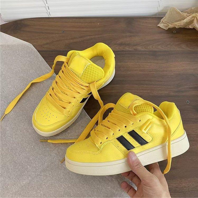 Bread Shoes Men and Women Couples Breathable Board Shoes Ins Hong Kong Style Trend Versatile Student Sports and Leisure Shoes Solid Color