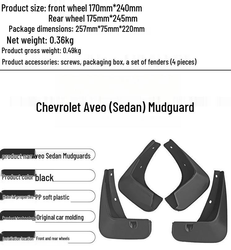 Chevrolet Aveo Limousine 11-14 Schmutzfänger Kotflügel Reifenklappe