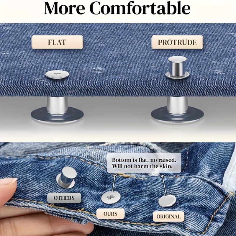 30er-Pack Moderne Flaches Design Wiederverwendbare Metall Denim Taillenknopf Pins - Nähfreie Jeansknöpfe, Verstellbarer Einfacher Clip Druckknopf Straffer