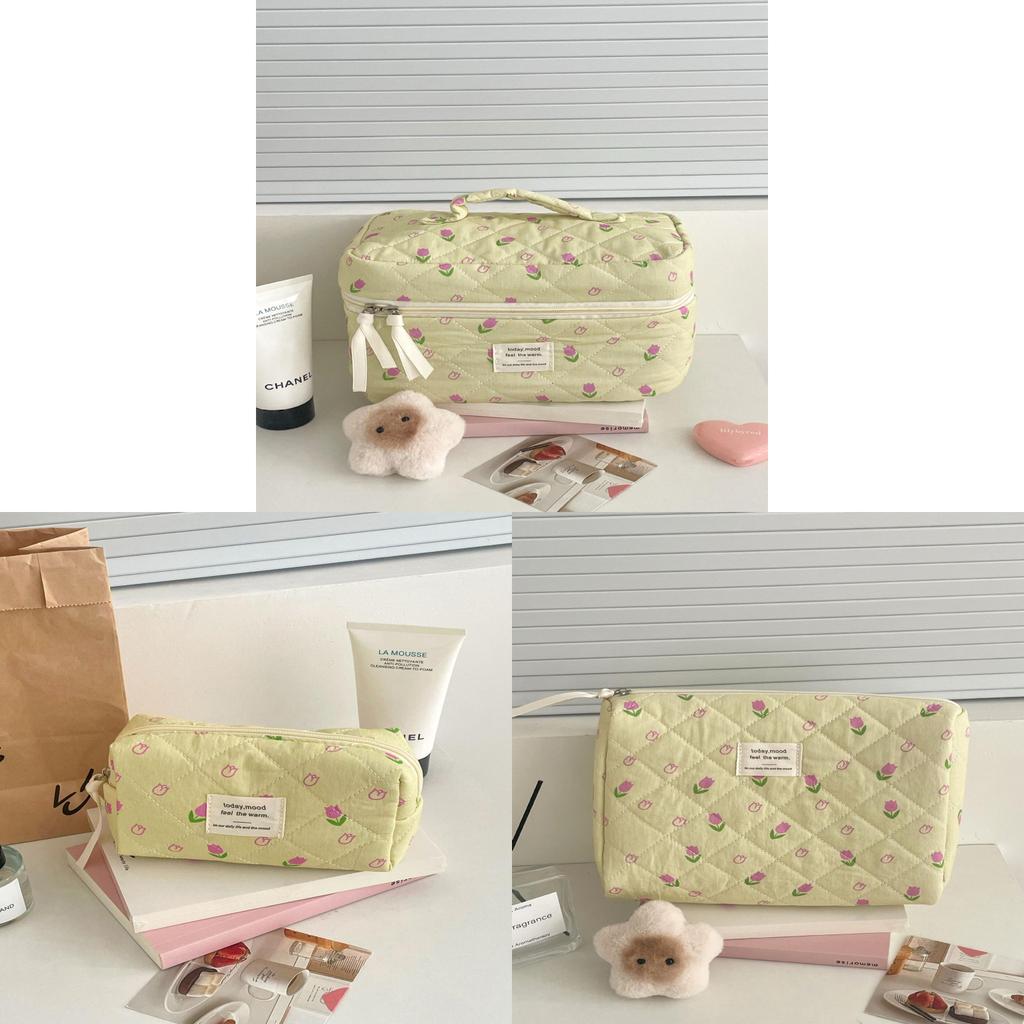 Floral Cotton Makeup Bag With Large Capacity For Everyday Use
