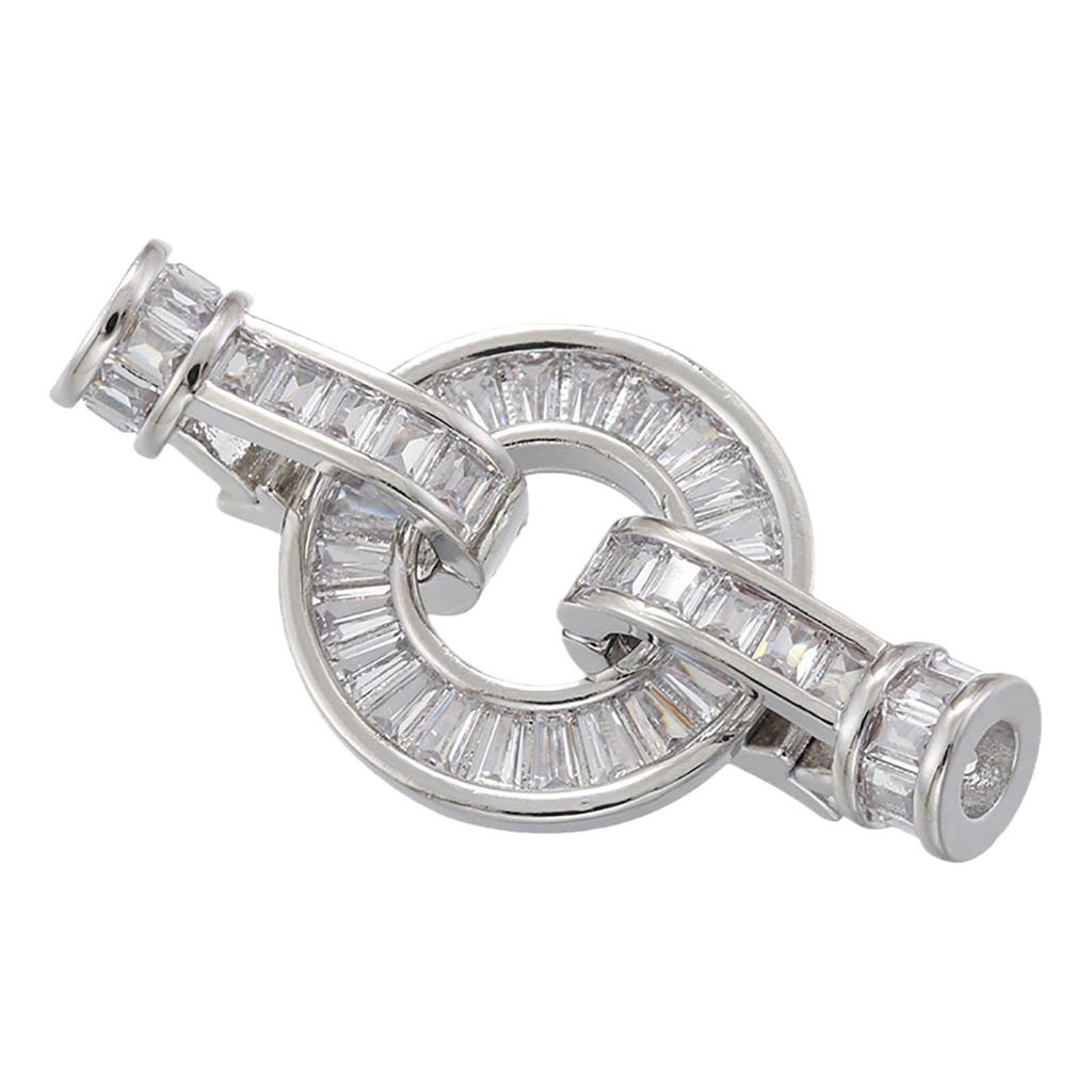 14k Gold-Filled T-Diamond Cubic Zirconia Pearl Buckle for DIY Jewelry & Sweater Chains