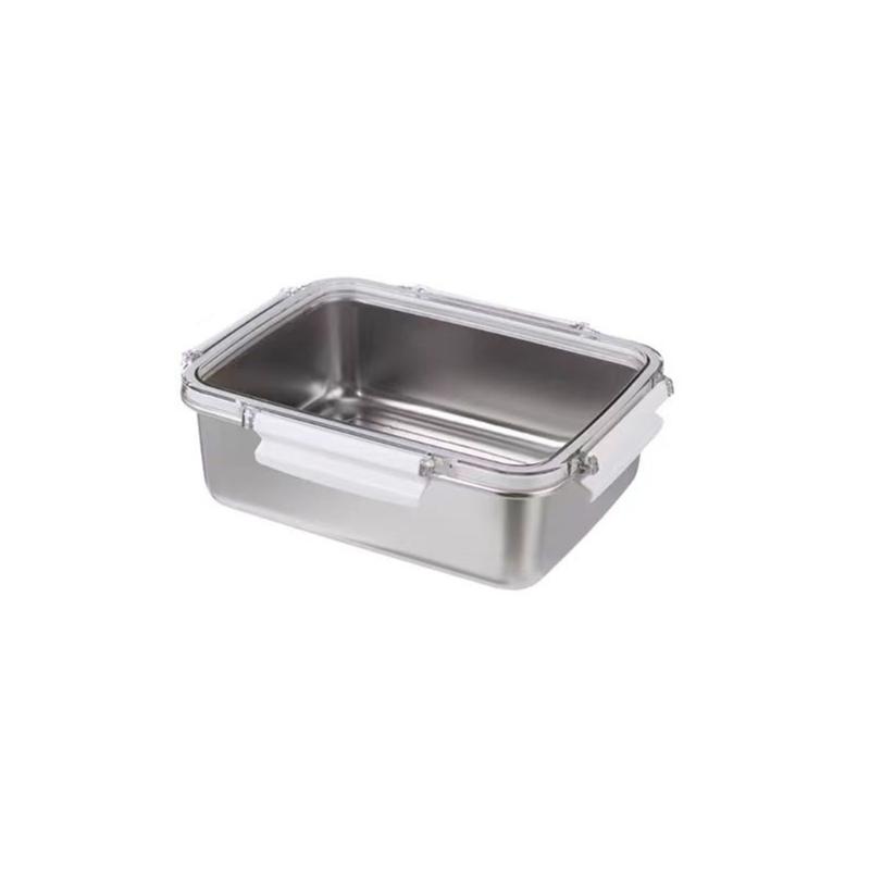 Stainless Steel Rectangular Container for Leftover Stackable Food Storage Bowl with Lid Multipurpose Lunch Holder