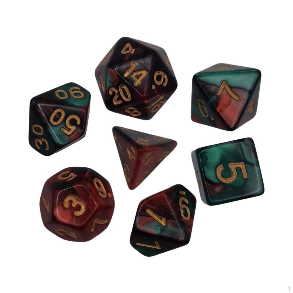 7 stycken färgglada polyedriska tärningar samling brädspelsrekvisita leksaker presenter Hållbar slät yta för