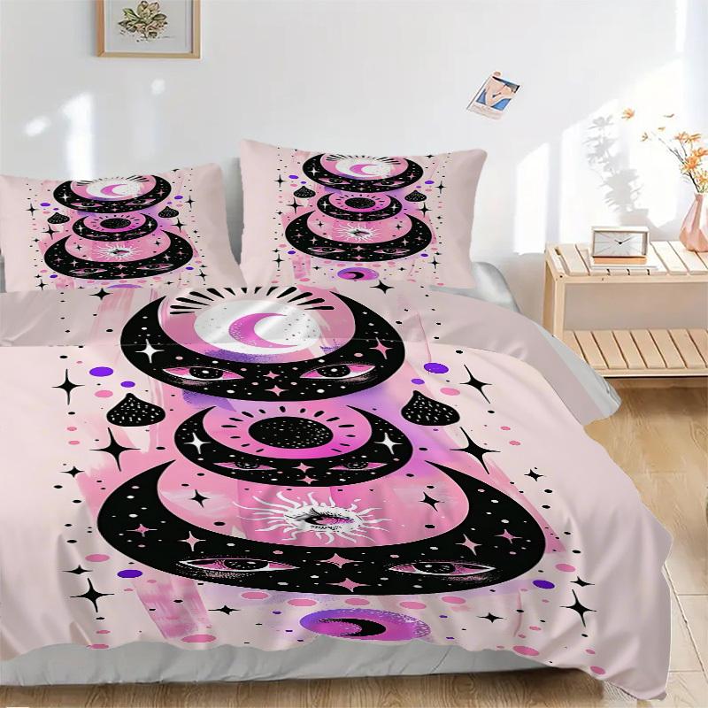 3pcs Moon Eyes Bedding Set, Includes Without Pillow Inserts, Soft Comfortable Bedding Set,All-Season Use a0924081