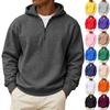 Men's Casual Hoodie Sweatshirt with Zip Collar, Multi-Pocket, Long Sleeve