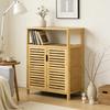 Bamboo Storage Cabinet Minimalist with Slatted Doors Easy To Maintain