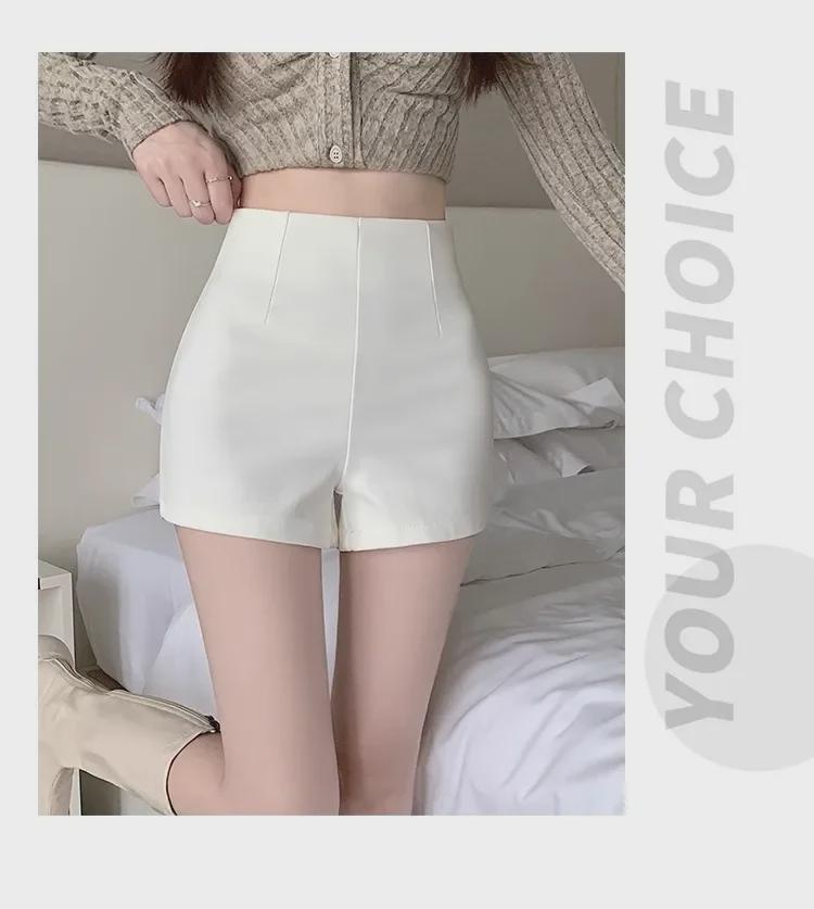 2024 Summer Women's High Waist White Casual Shorts - Sexy, Tight, Straight, Abdomen-Hugging Fit