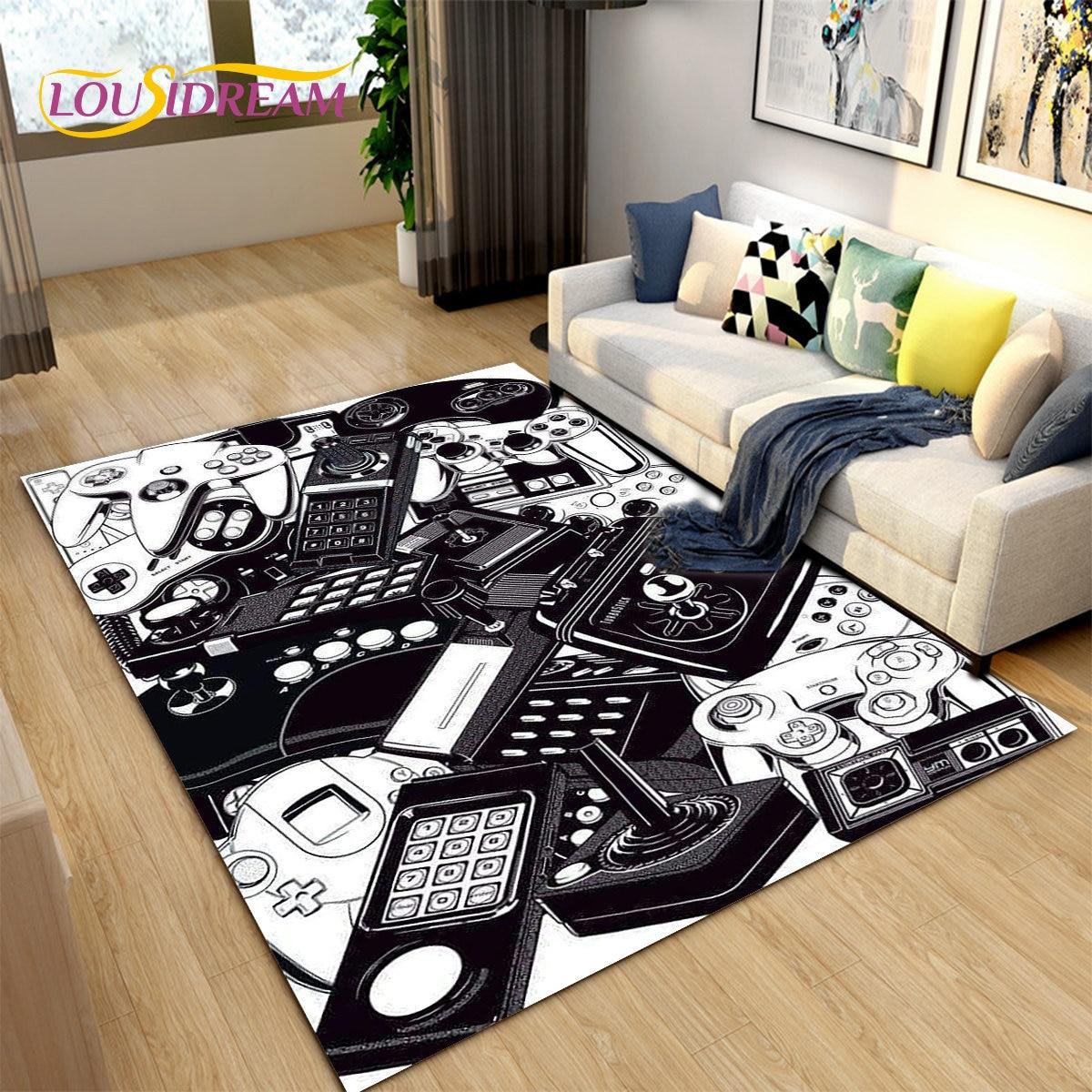 

Мультяшний геймер Ігровий контролер Килимок великий, килими Килимок для вітальні, дитячої кімнати, діти грають, повзають, нековзкий килимок, подарунок 120x160cm