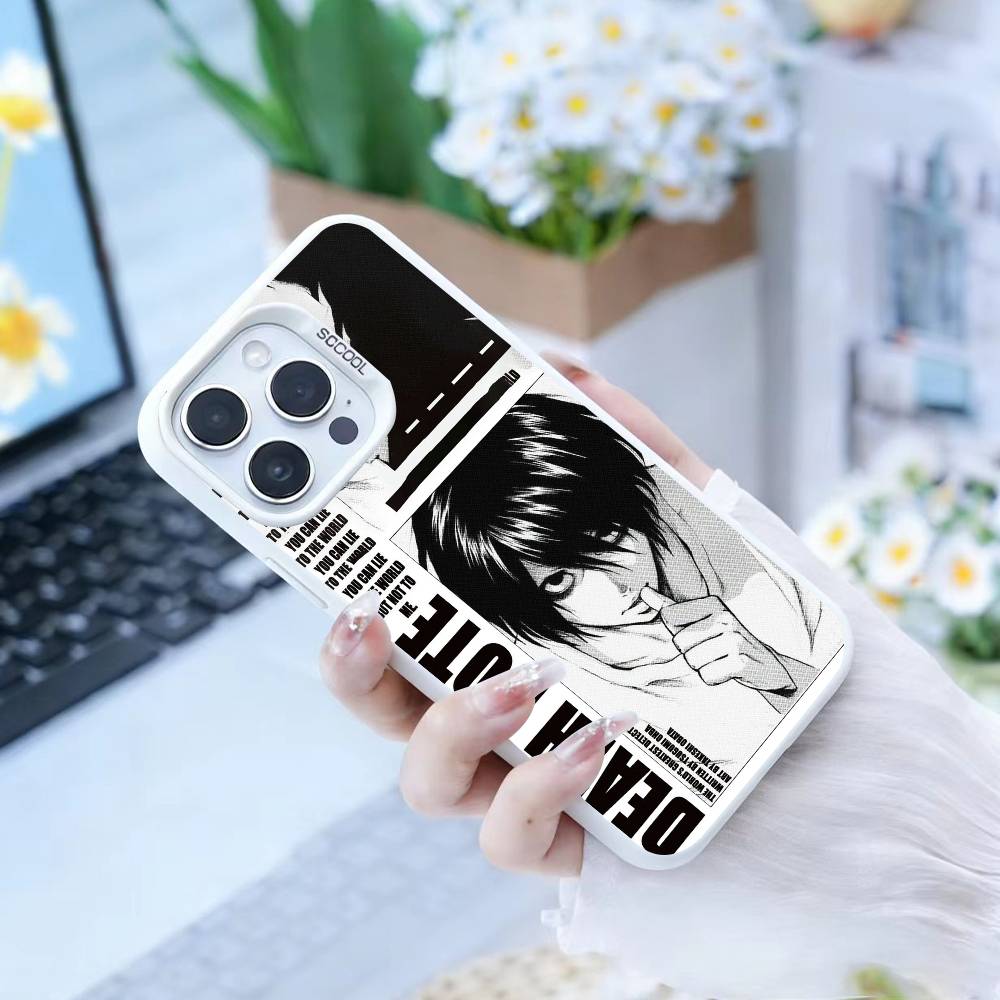 Cool Anime Character Death Note Phone Case For iPhone 16,15,14,13,12,17,Pro,MAX White Matte Shockproof Cover