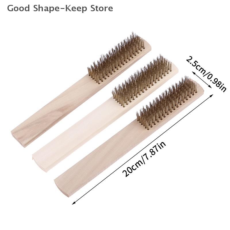 2/5/10Pcs Wood Handle Brass Wire Brush Set for Industrial Device Cleaning 6x16 Row Polishing And Grinding Brushes