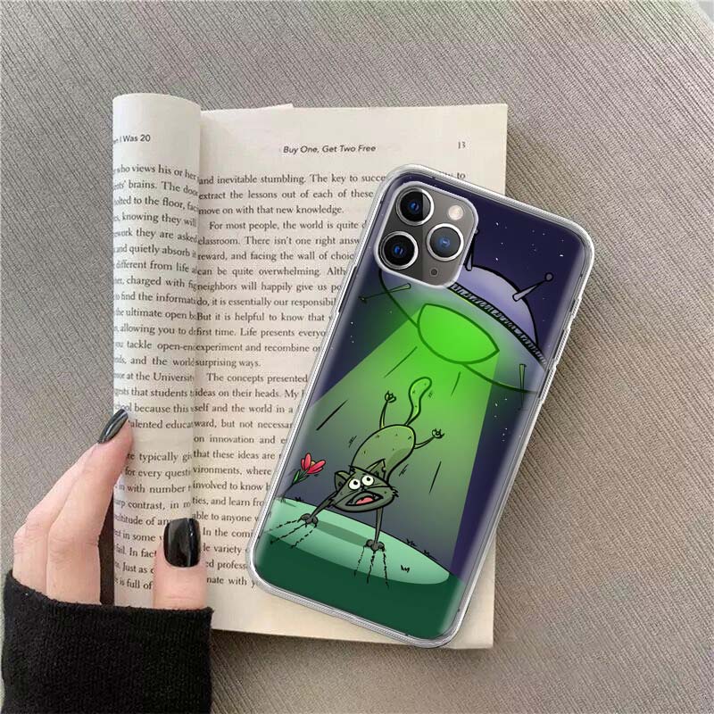 

UFO Alien Cat universe Phone For Apple Iphone 12 13 Mini 15 Pro Max 11 Pro 14 Plus 16 Pro Max 16E Case Shell Cover Clear TPU Pr iPhone 12 Mini