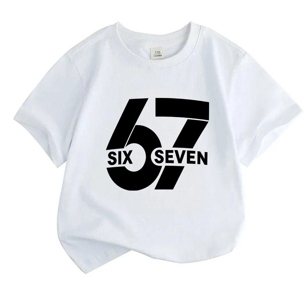 Kids Boys Girls Crew Neck Short Sleeve 100% Cotton T-Shirt, Stylish 6 7 Number Print Casual Soft Breathable Tee for Daily Wear School Summer Outfits 2
