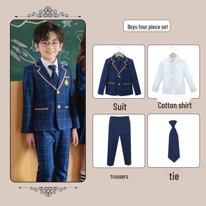 British Academy Style Girls' Pleated Skirt Uniform Set