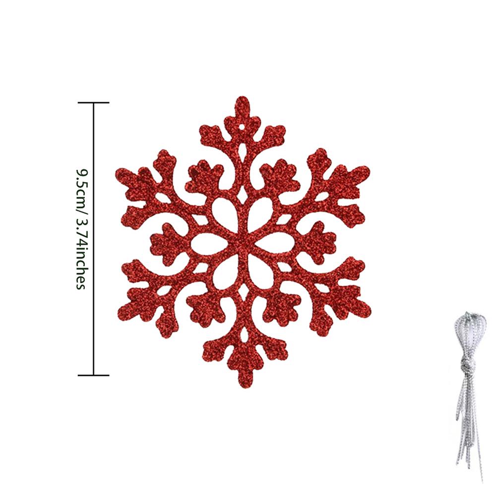 Christmas Snowflake Ornaments, 12pcs Plastic Glitter Snow Flakes Ornaments Xmas Tree Pendant Snowflake for Christmas Tree Decor