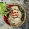2D Flat Aluminium Rustic Christmas Sign with Santa Claus Pattern - Artistic Christmas Figurine Ornaments - Ideal for Front Door, Wall, Porch, Window