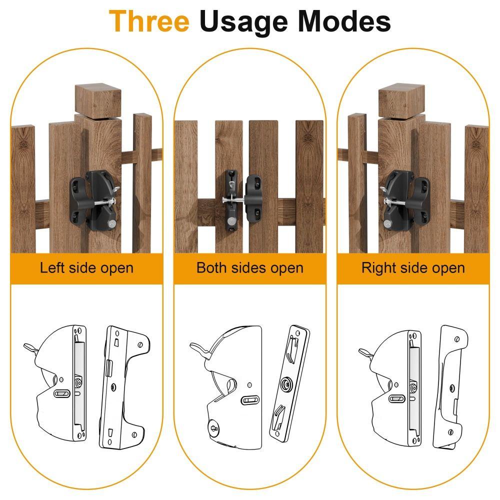 Black Color Outdoor Door Lock Nylon Material Self-Locking Door Kit Gate Lock Hardware  Fence Gates