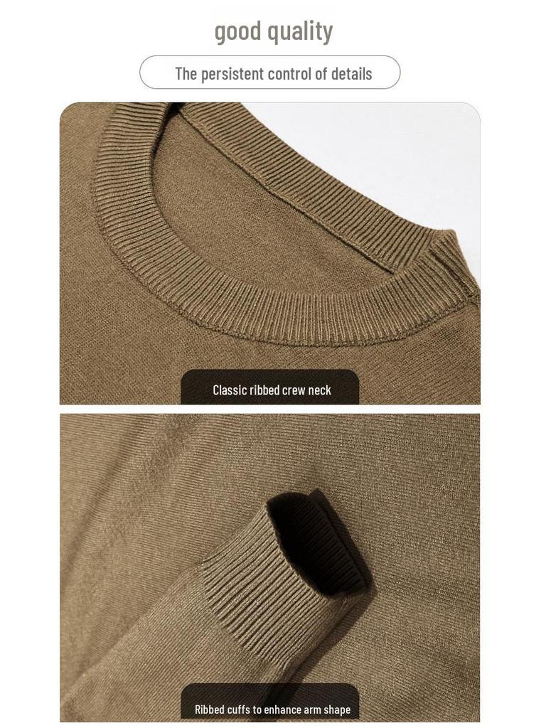 Męski sweter dzianinowy z okrągłym dekoltem w jednolitym kolorze - Casualowy trend Jesień/Zima 2024