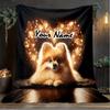 1PC Custom Name Heart Pomeranian outdooor Flannel blankets Throw Blanket All-Season Throw Gift Bedspread for Couch, Bed, Camping Holiday Birthda