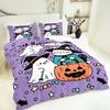 3-piece Halloween themed purple cute ghost pumpkin pattern duvet cover set 1 duvet cover+2 pillowcases coreless