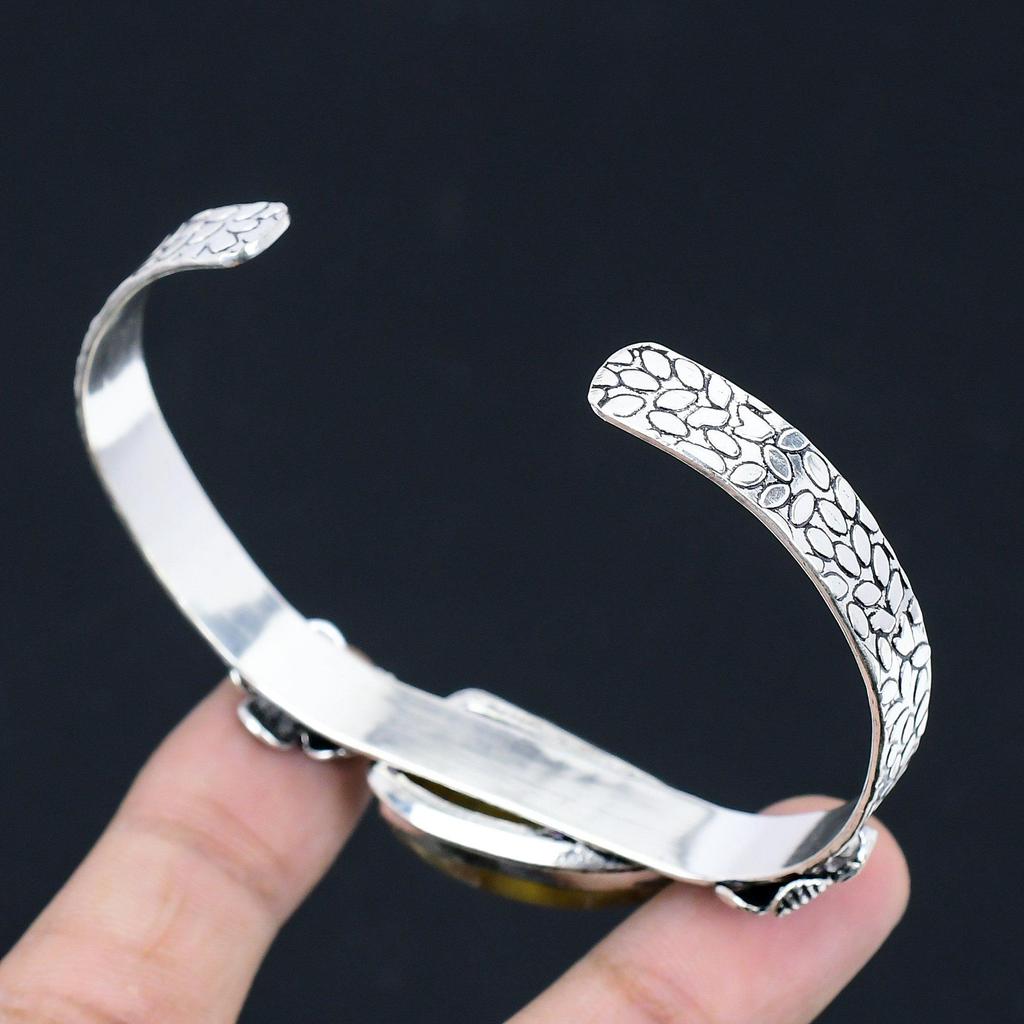 Womens Day Deal Multi Fluorite Stone Boho Flower Bangle Bracelet Sterling Silver