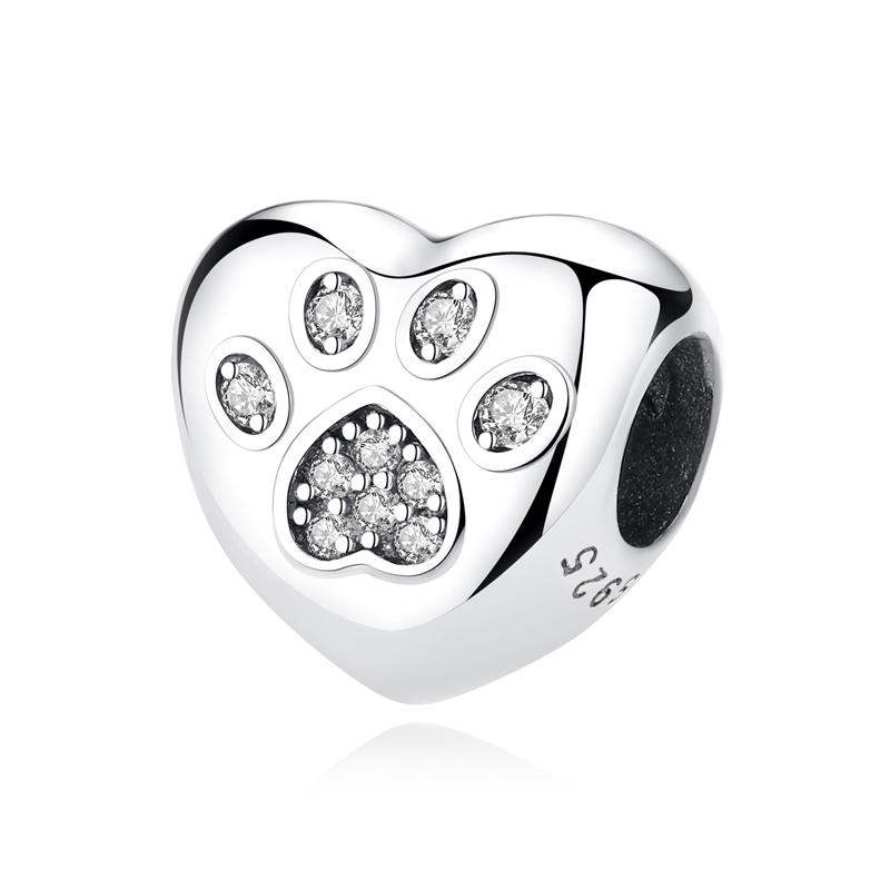 Original 925 Sterling Kupfer Charm Perle Liebe Hund Katze Pfote Panda Glühwürmchen Anhänger Charms Passend für Armbänder Halsketten Frauen Zirkon