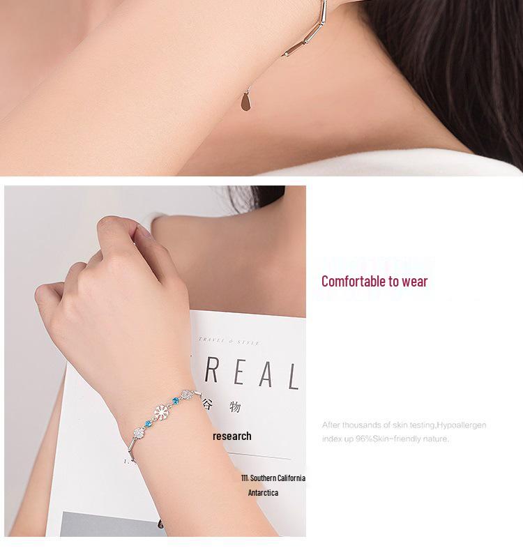 Bracelet Flocon de Neige Fleur de Glace Style Coréen - Tendance et Doux Cadeau de Noël pour Étudiantes
