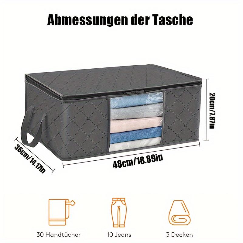 35L Fabric Storage Bags with Clear Viewing Windows - Quilted, Foldable Organizer Boxes for Clothes, Blankets & Bedding
