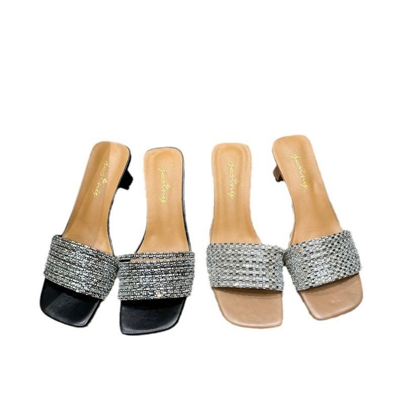 French Rhinestone Temperament Sandals Girl Wearing Summer New Fairy Style Fashion Versatile with Skirt Cool Slippers