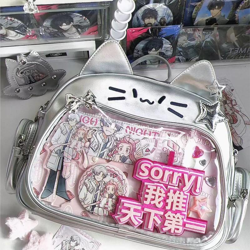 Katzen Schule Schwarzer Rucksack Ita Tasche Damen Neu Harajuku PU Leder Lolita Y2k Rucksäcke Damen Süß Niedlich Einfarbig Mochilas Ästhetisch