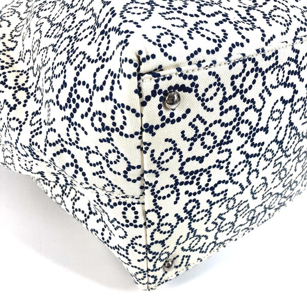 CHANEL Arabesque Bag Tote Bag Hand Bag Canvas White/Dark Navy Based