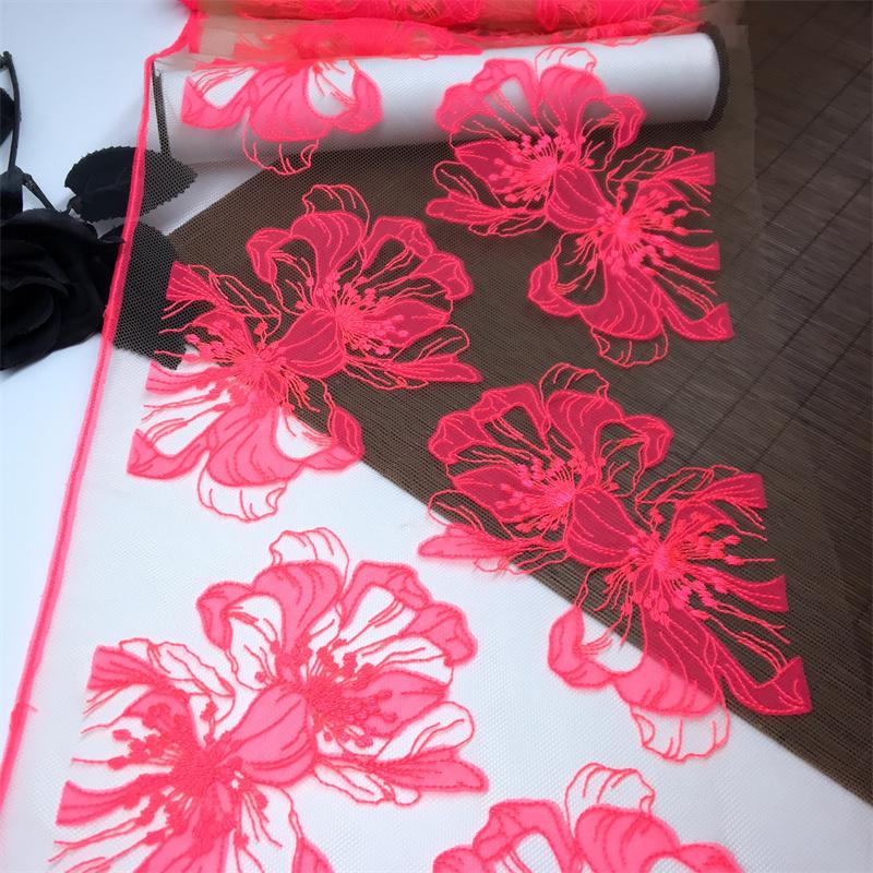 

1 м х 26,5 см Вышитое сетчатое кружево, Цветочная вышивка Сетчатое кружево для нижнего белья, бюстгальтера, нижнего белья, платья, куклы, домашнего декора и шитья своими руками 1 meter x 26.5 cm красный