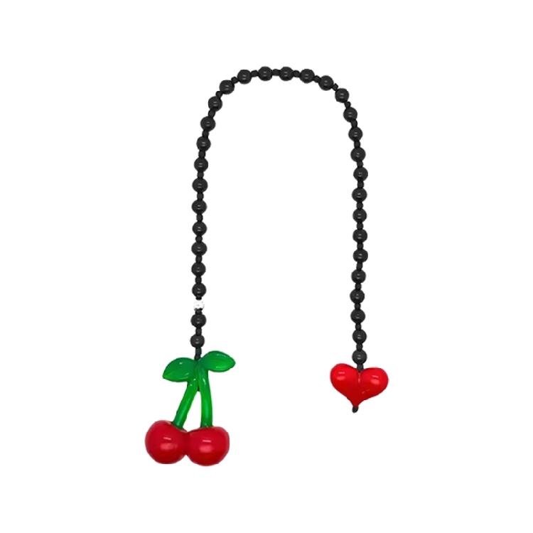 

Chic Cherry Heart Keychain Accessory For Purses Lightweight Alloy Construction Bag PendantStylish Gift Option чорний