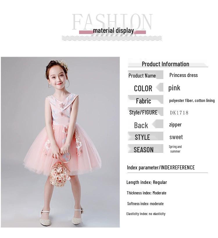 Children's Formal One-Shoulder Princess Dress - Fashionable, Slimming, Fluffy Gauze for Vocal Performance and Art Exams