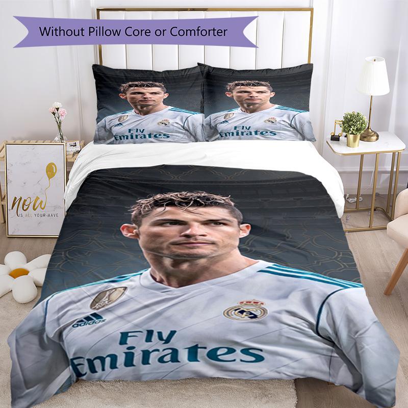 Cristiano Ronaldo Bedding Set Breathable Duvet Cover with Pillowcases Decorative Bed Linen for Bedroom Home Decoration Birthday Gift
