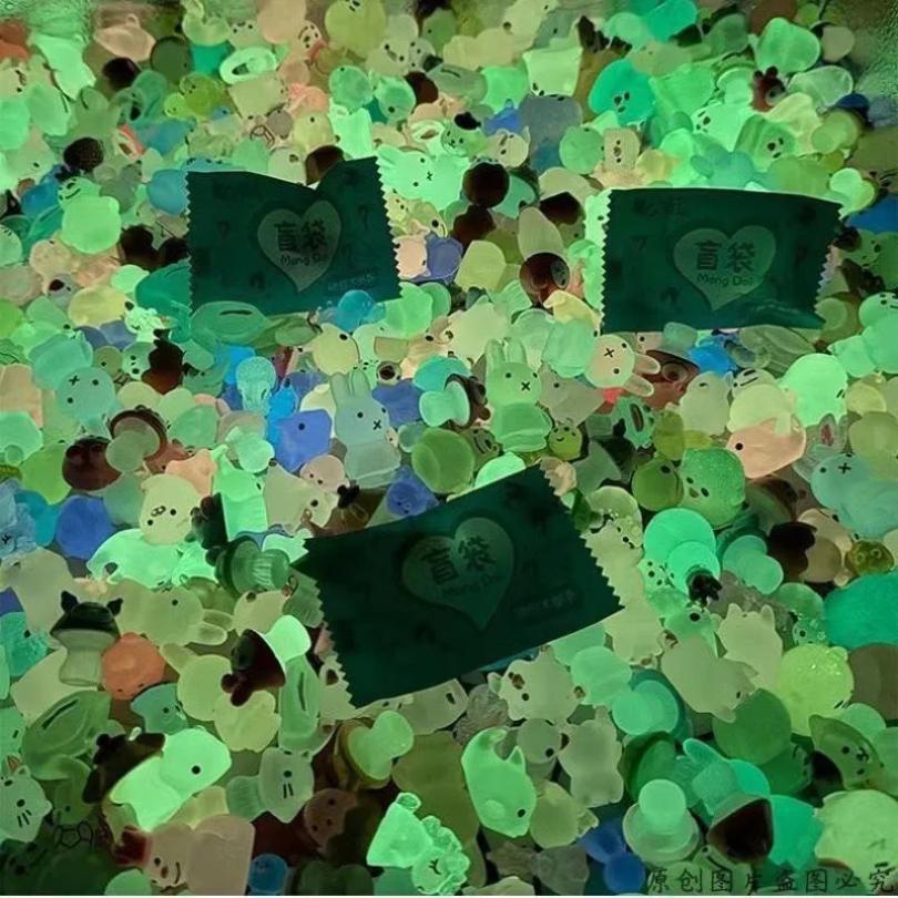 25/50pcs Glow In The Dark Mini Resin Animals & Mushroom Blind Bags Fairy Garden Decor Micro Landscape Birthday Gift
