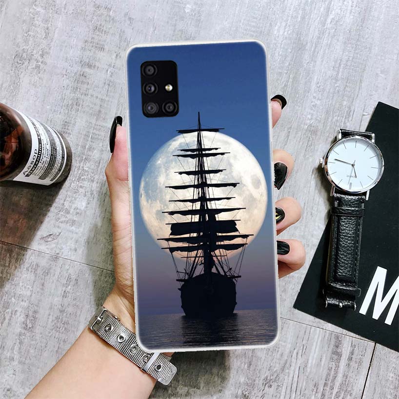 Sailing Boat Phone Case For Samsung Galaxy A14 A15 A13 A12 A54 A55 A53 A52 A04S A24 A25 A23 A22 A34 A35 A33 A32 A03S A02S Case F