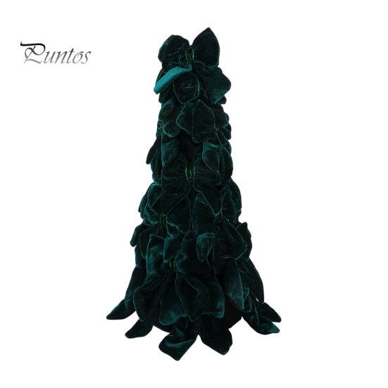 Desktop Christmas Tree Ornament Velvet Bow Decoration, Shaped Soft Fabric Tabletop for Fireplace Dining Table Window Holiday Decor