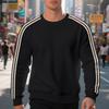 Loose Thin Seven Stripes Mens Waffle Crew Neck Casual Sports Breathable Sweatshirt