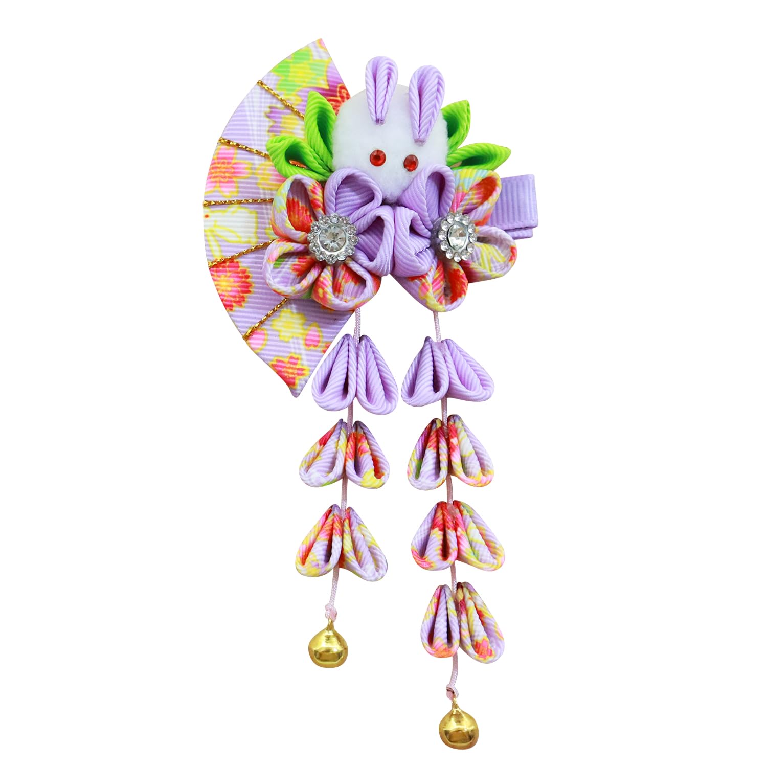 

[JZOON] Hair Ornament, Tsumami-zaiku (traditional Japanese fabric flower making), for Shichi-Go-San (children s festival), Coming-of-Age Ceremony,