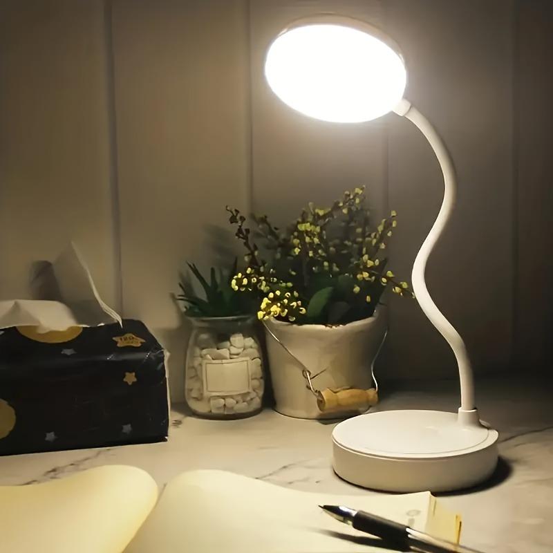 Flexible LED Desk Lamp with 3-Level Dimmer USB Powered Eye-Caring Warm/White Light Perfect for Home Office Reading & Study