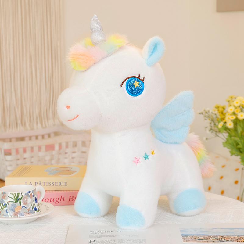 Engel Weißes Pferd Plüschtiere Stofftiere Weich Gemütlich Cartoon Fliegendes Pferd Puppe Kinder Umarmungsbegleiter Tier 35cm