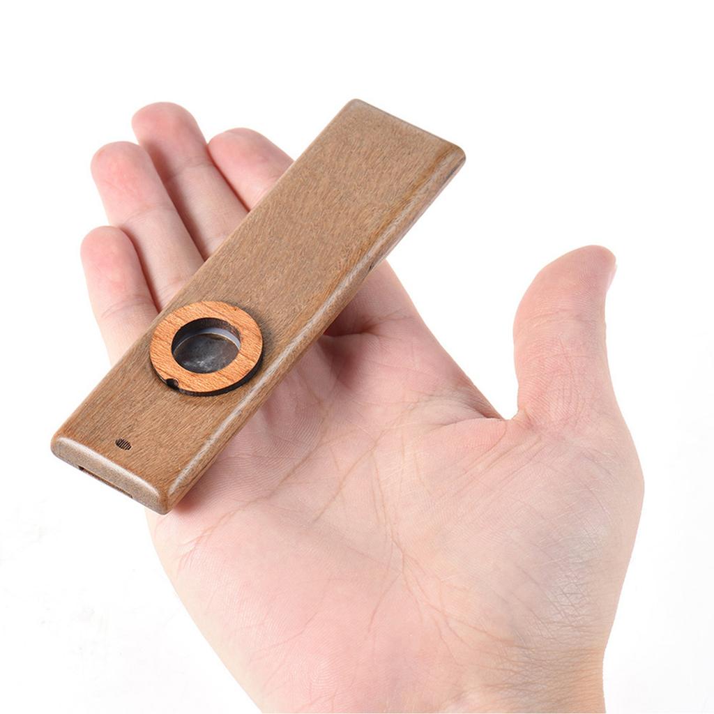 Wooden Kazoo Musical Instrument Ukulele Guitar Partner Wood Harmonica with Metal Box for Music Lover
