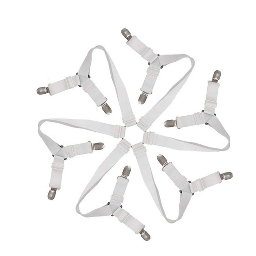 6pcs Adjustable Bed Sheet Fasteners Anti Slip Sheet Clips & Holders White