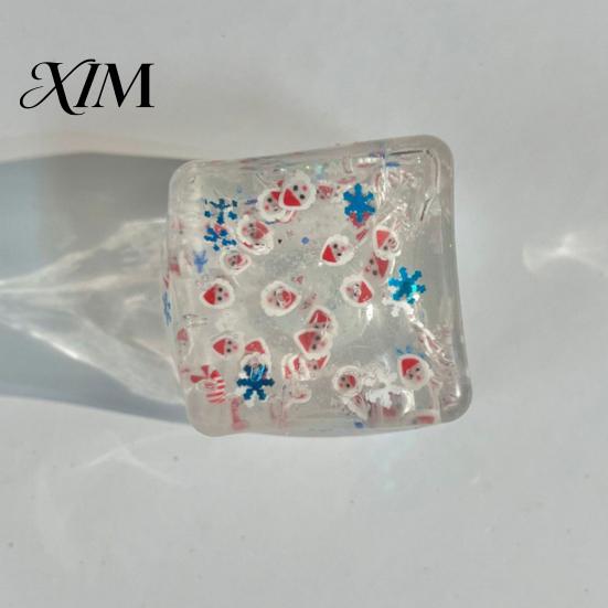 Portable Stress Relievers Christmas Cube for Anxiety Relief, Clear Squeeze Fidget Toys Toy, Soft Stretchy Sensory Toy Party Favors Transparent