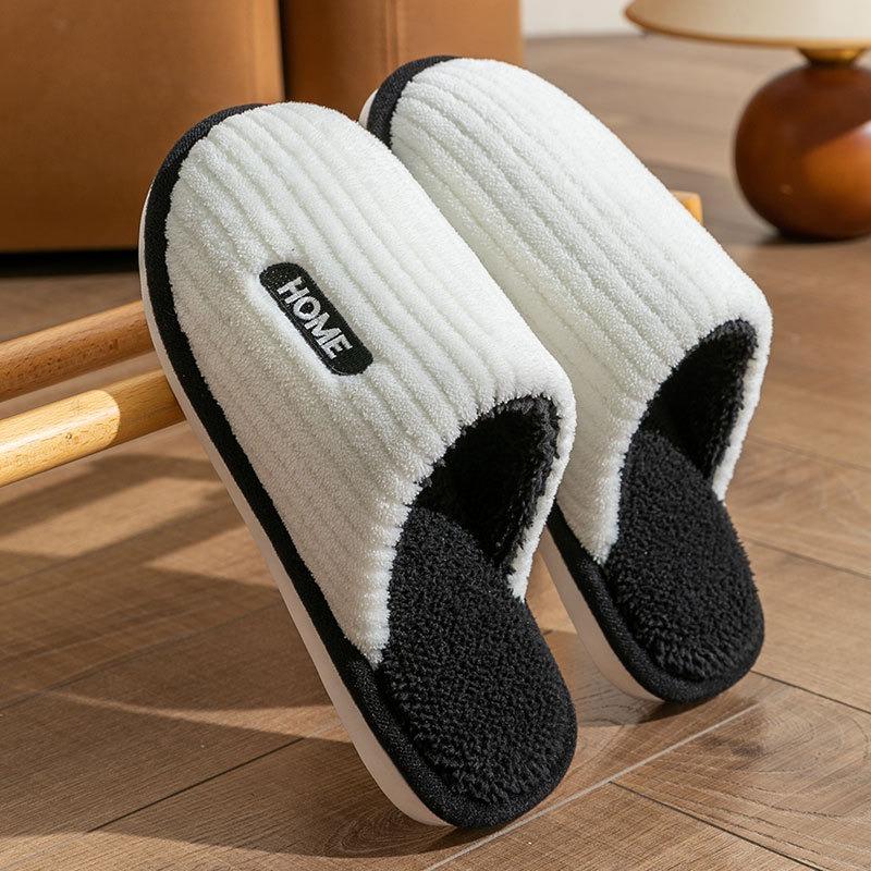 Warm Fuzzy Non Slip Indoor Home Winter Cotton Slippers For Unisex Couples