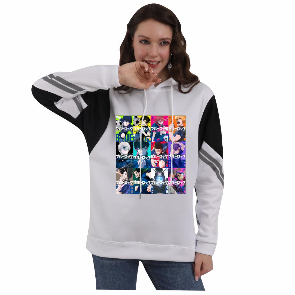 Blue Lock Anime Colorblock Hoodie mit Fleece für Damen und Herren - Herbst/Winter