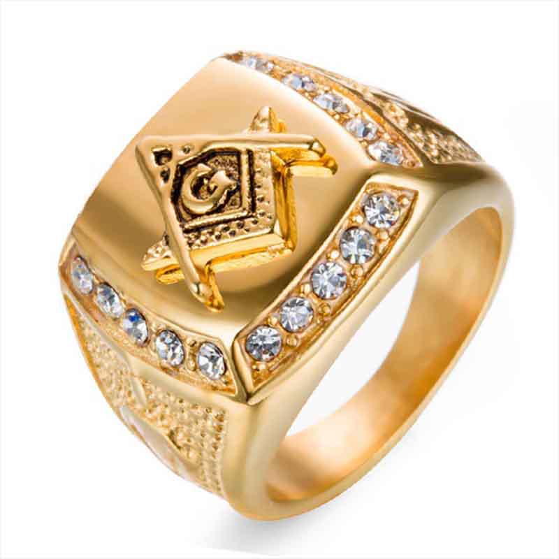 

Модное кольцо с масонской символикой из страз, мужское кольцо, хип-хоп, трендовая модная бижутерия 9